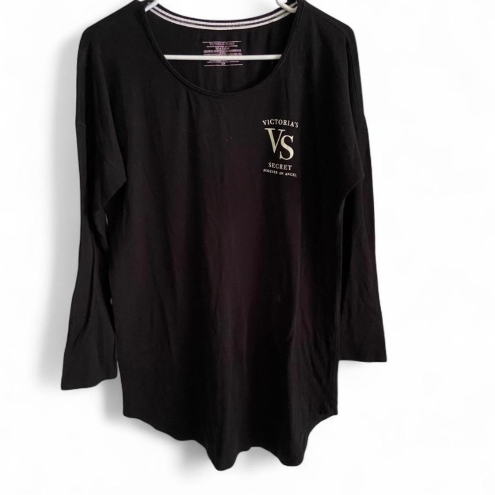 Victorias Secret Black Long Sleeve Night Gown Womens Size Small